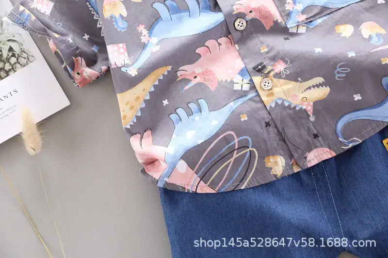 Boys' Navy Printed Shorts Suit with Hat & Sneakers — feature 32
