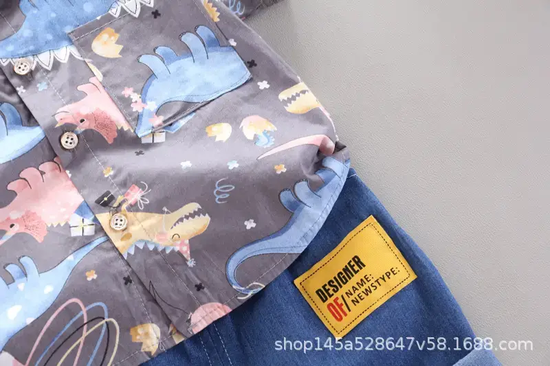 Boys' Navy Printed Shorts Suit with Hat & Sneakers — feature 33
