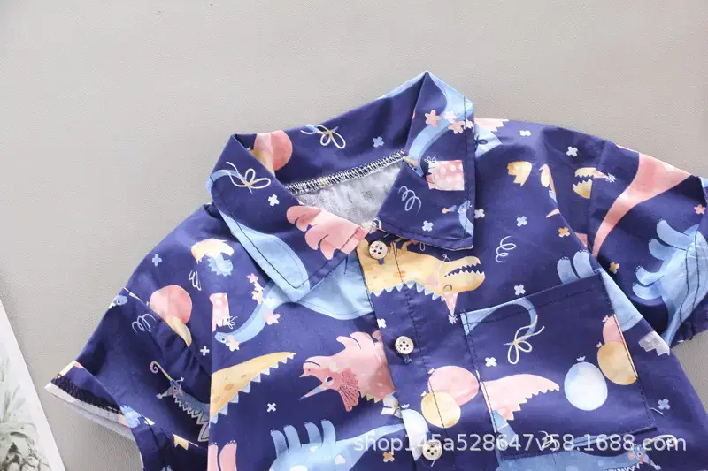 Boys' Navy Printed Shorts Suit with Hat & Sneakers — feature 9