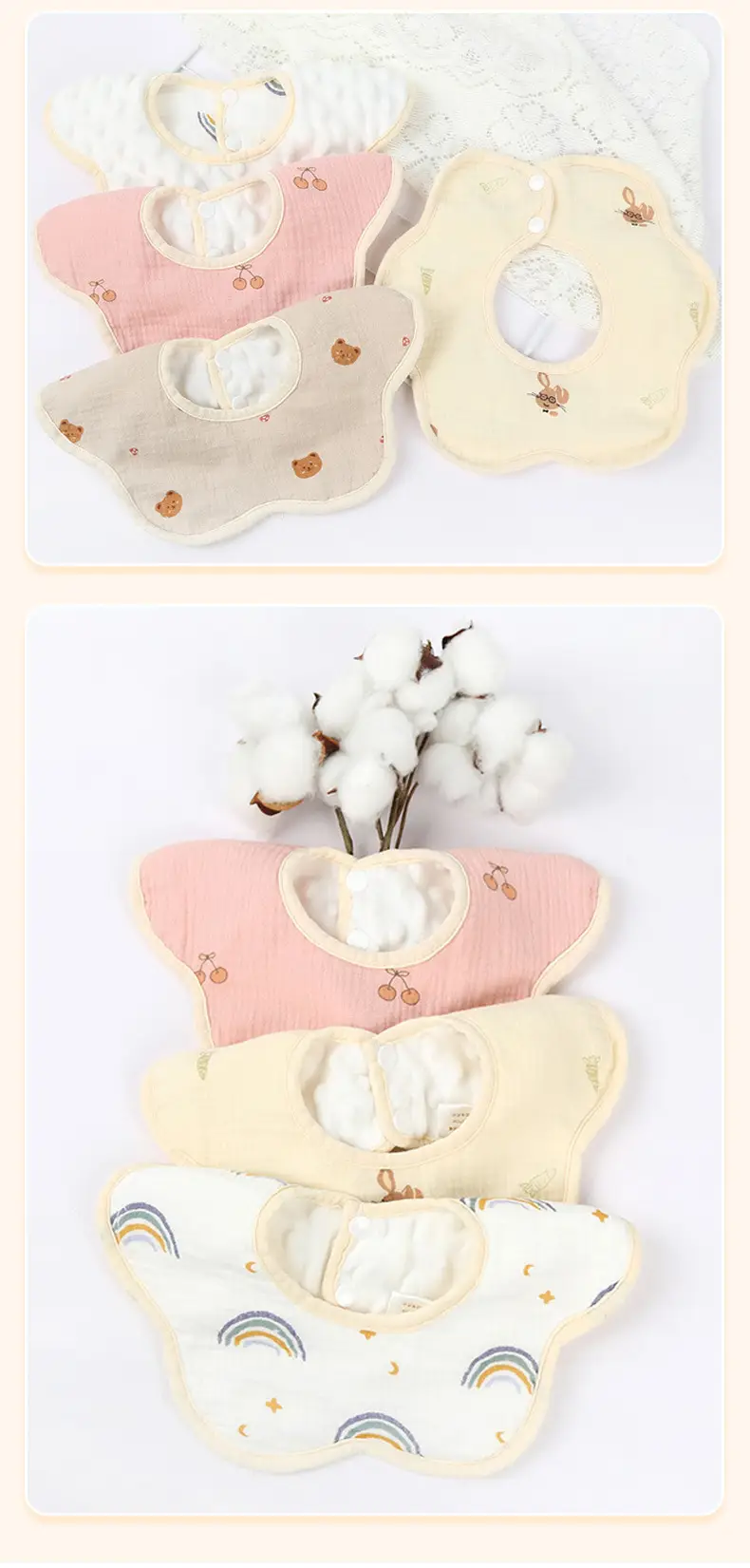 Velvet Baby Petal Bib Pure Cotton Waterproof Autumn Winter Thickened — feature 34
