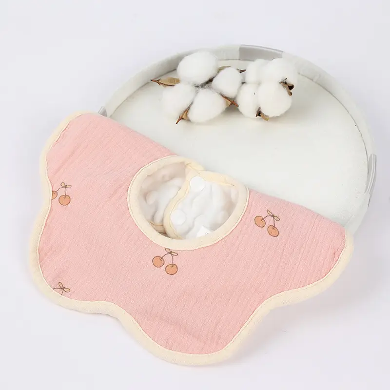 Velvet Baby Petal Bib Pure Cotton Waterproof Autumn Winter Thickened - Image 2