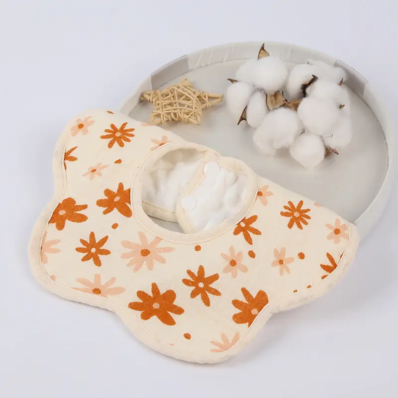 Velvet Baby Petal Bib Pure Cotton Waterproof Autumn Winter Thickened - Image 3