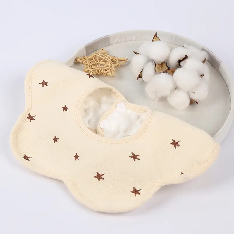 Velvet Baby Petal Bib Pure Cotton Waterproof Autumn Winter Thickened - Image 6