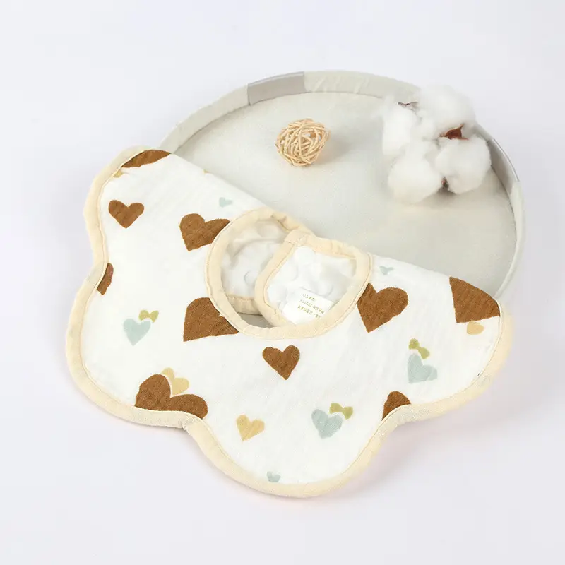 Velvet Baby Petal Bib Pure Cotton Waterproof Autumn Winter Thickened - Image 7
