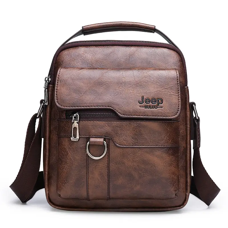Retro Men's Shoulder Bag with Pocket Set Brown - Image 2