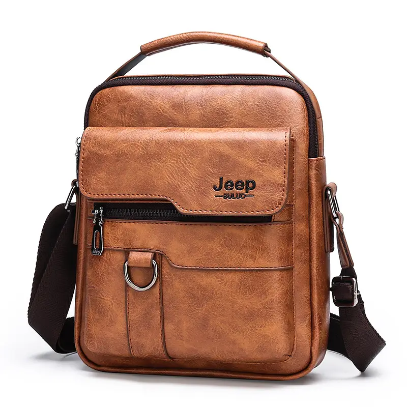 Retro Men's Shoulder Bag with Pocket Set Brown - Image 3