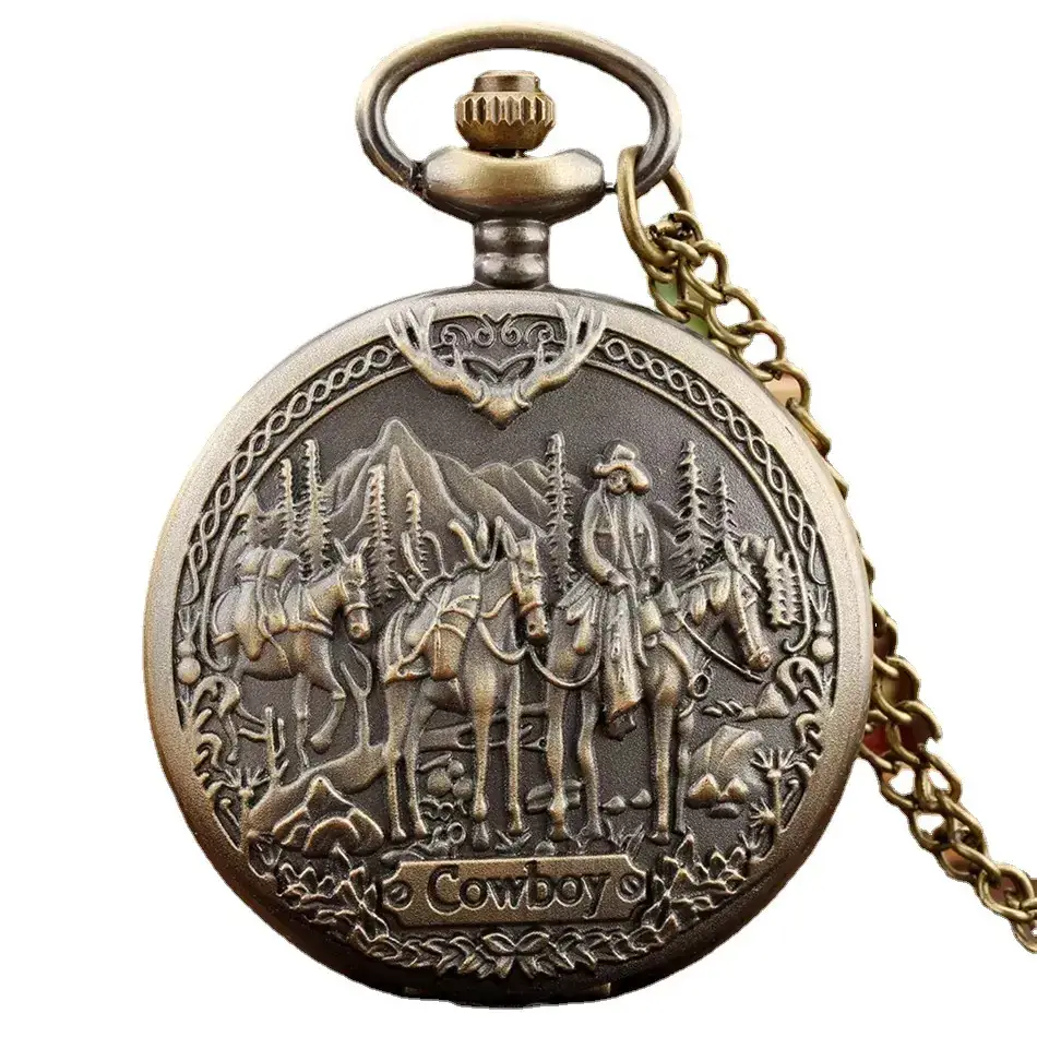 Bronze Pocket Watch Necklace with Arabic Numbers - Image 5