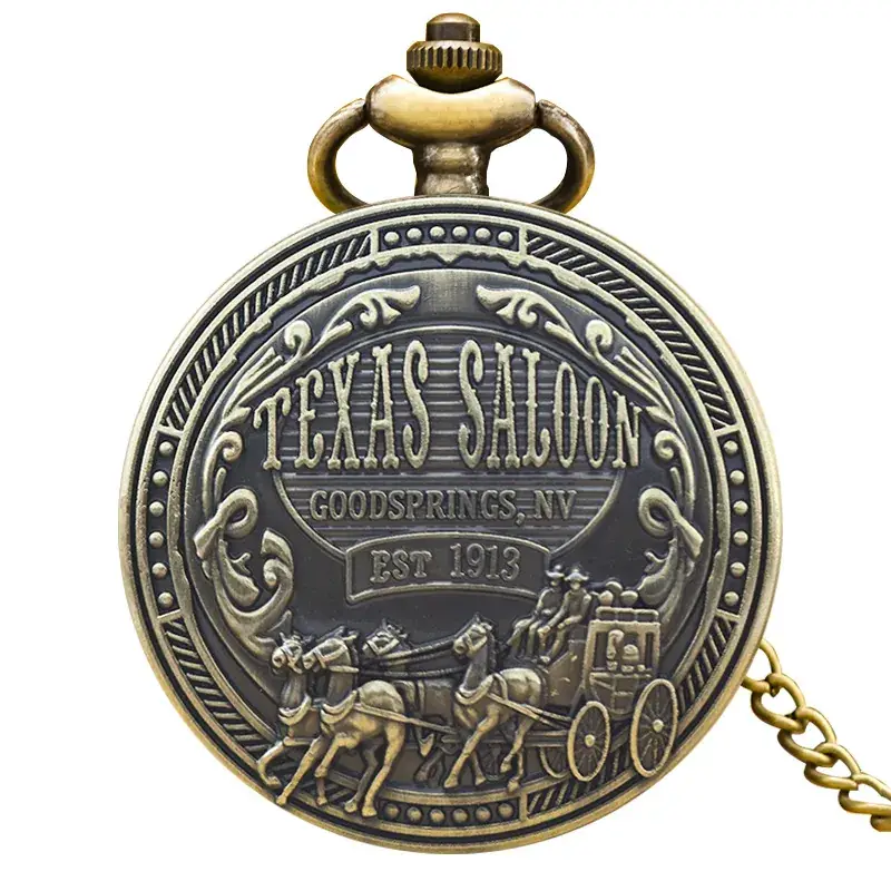 Bronze Pocket Watch Necklace with Arabic Numbers - Image 2