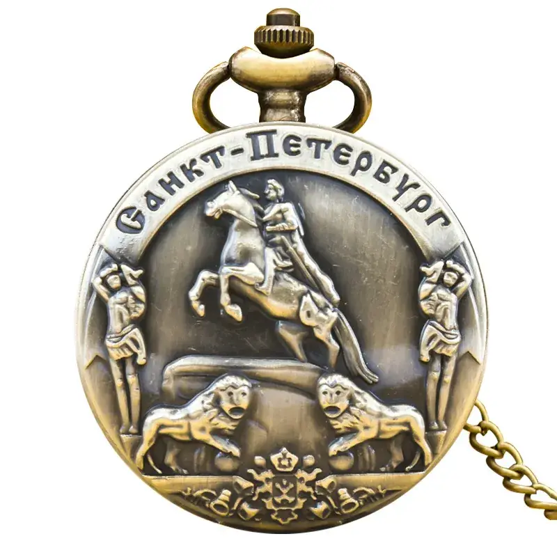 Bronze Pocket Watch Necklace with Arabic Numbers - Image 4