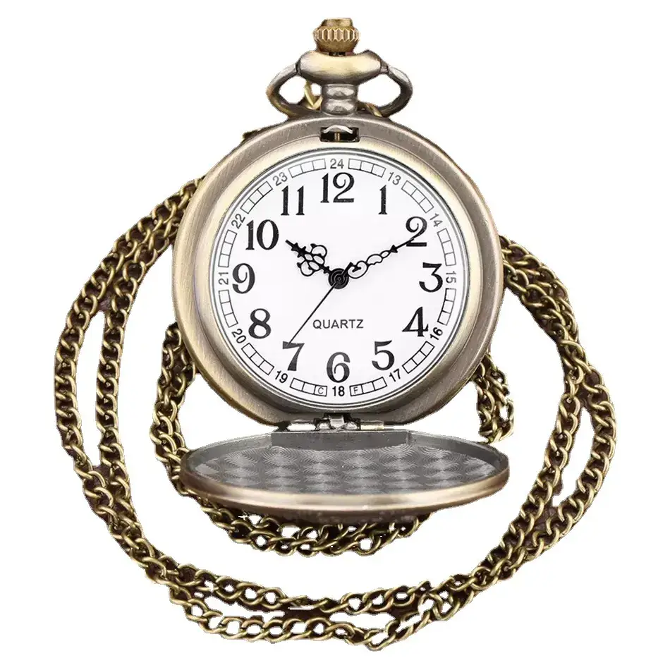Bronze Pocket Watch Necklace with Arabic Numbers - Image 6