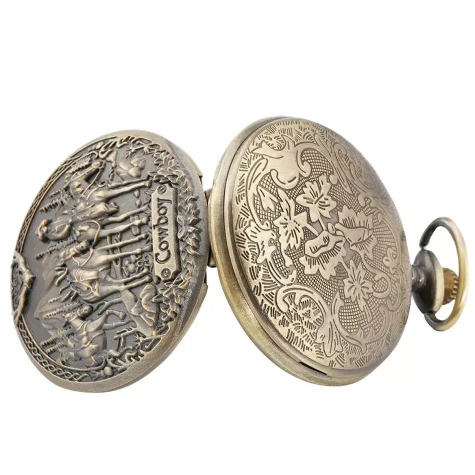 Bronze Pocket Watch Necklace with Arabic Numbers — feature 15