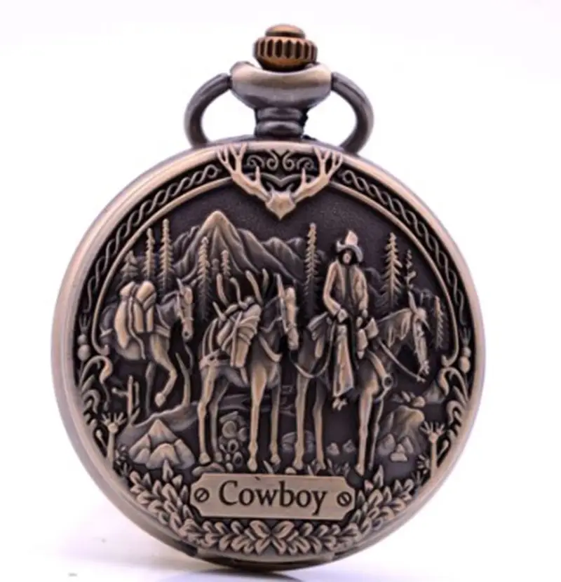 Bronze Pocket Watch Necklace with Arabic Numbers — feature 3
