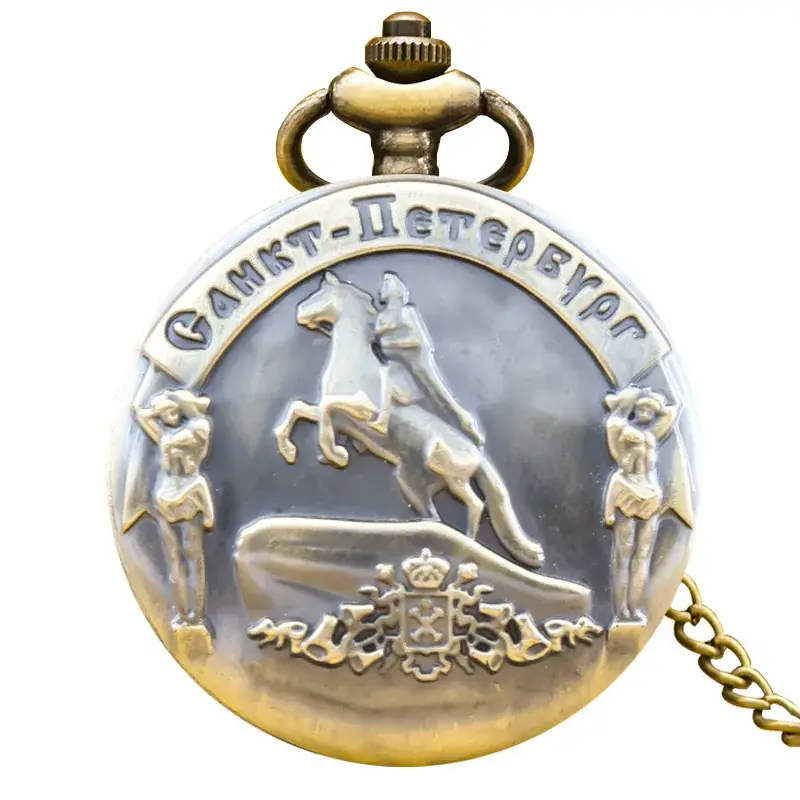 Bronze Pocket Watch Necklace with Arabic Numbers - Image 3