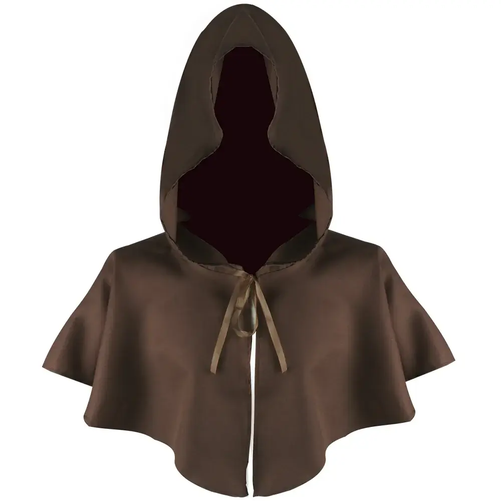 Black Medieval Hooded Cloak Cosplay Costume - Image 10