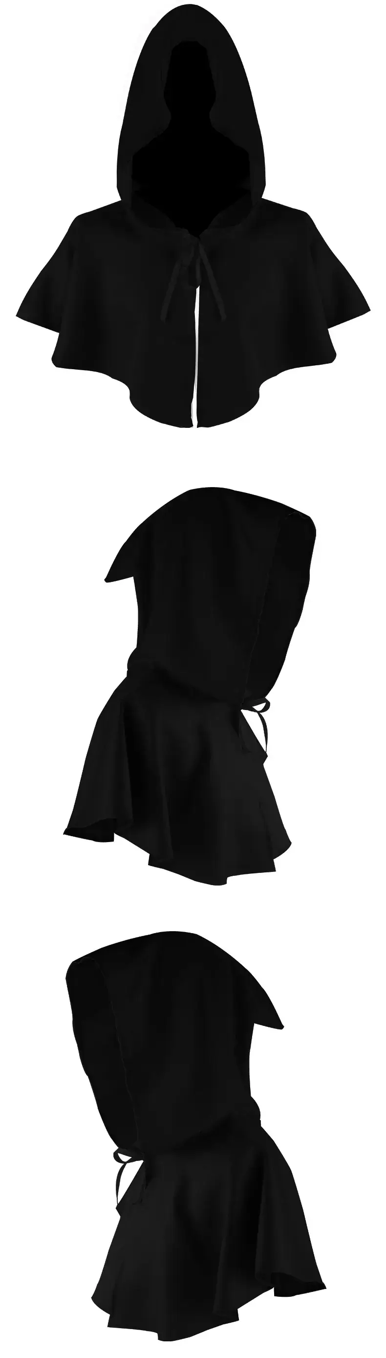 Black Medieval Hooded Cloak Cosplay Costume — feature 5