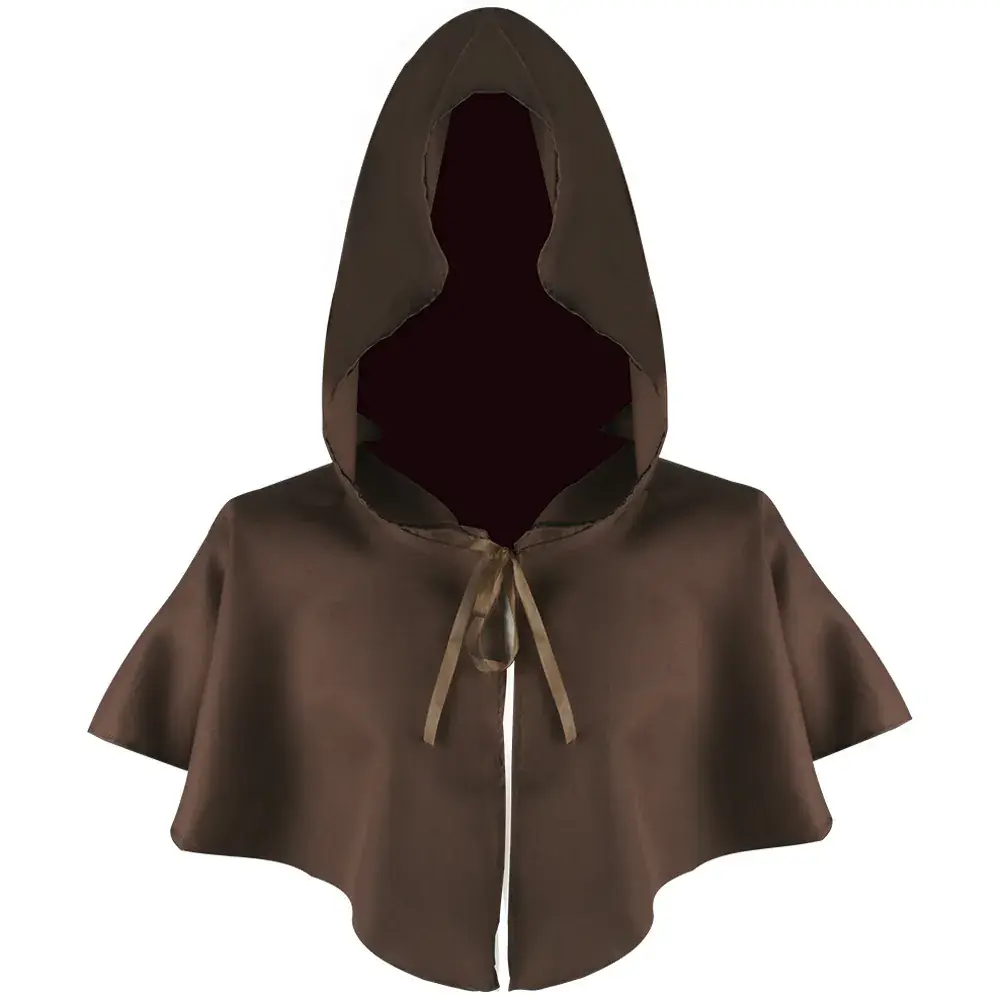 Black Medieval Hooded Cloak Cosplay Costume - Image 4