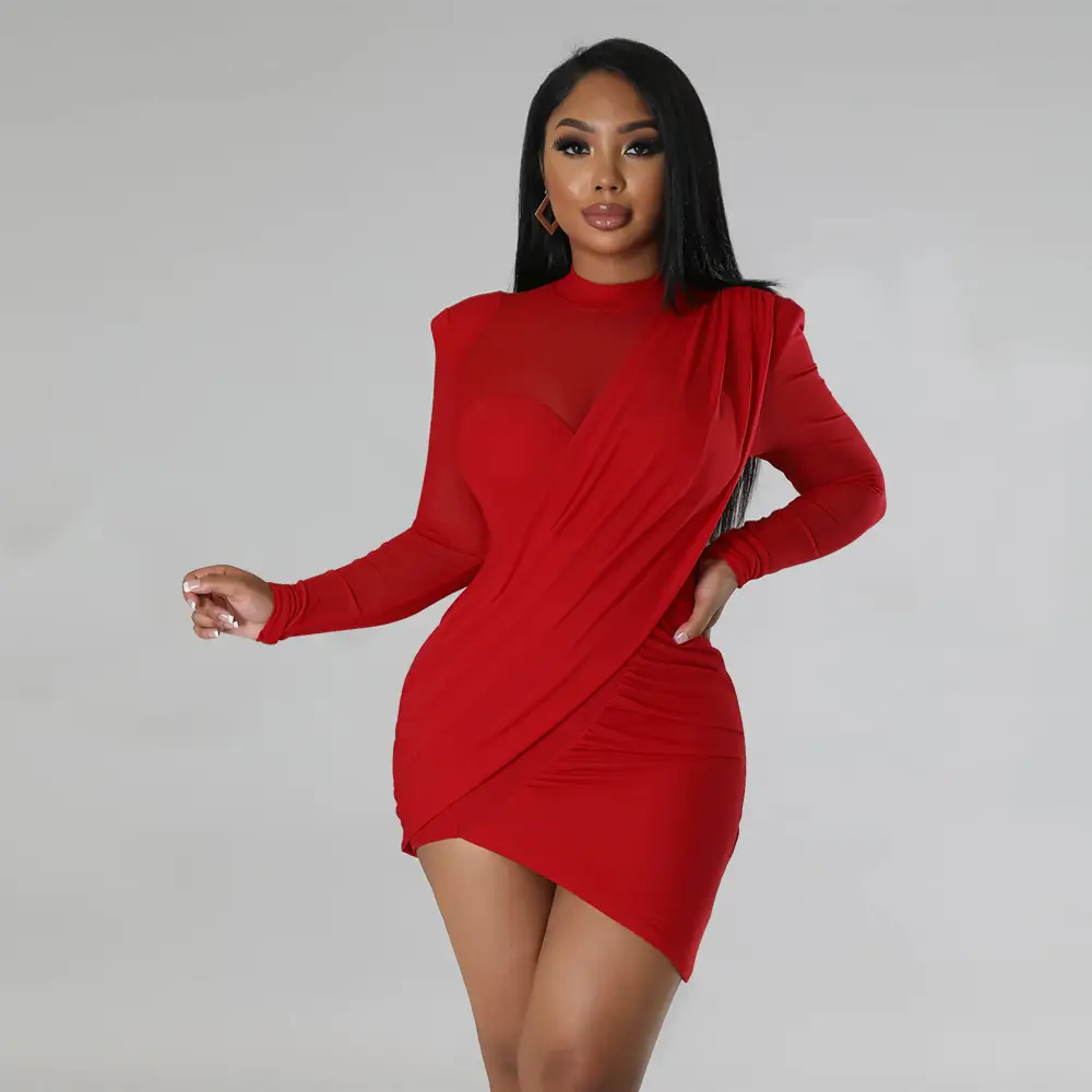 Black Mesh Body Dress for Women with Patch Waist