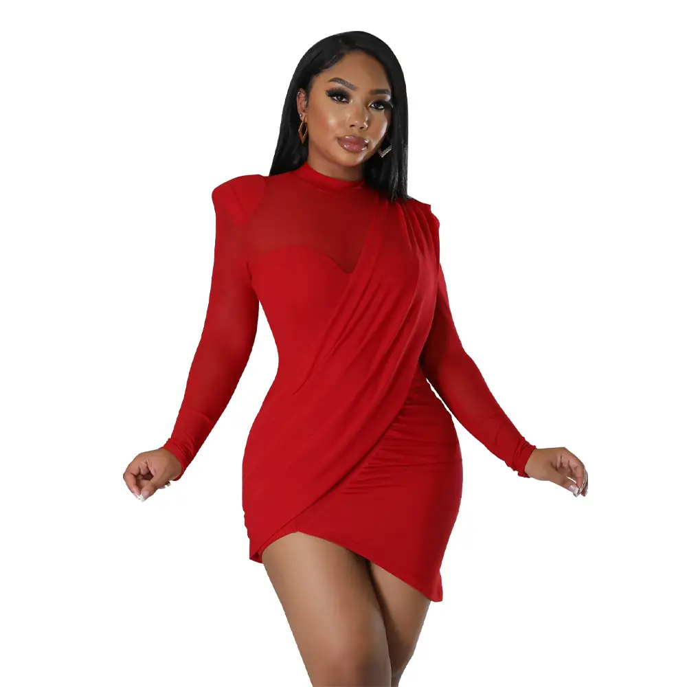 Black Mesh Body Dress for Women with Patch Waist