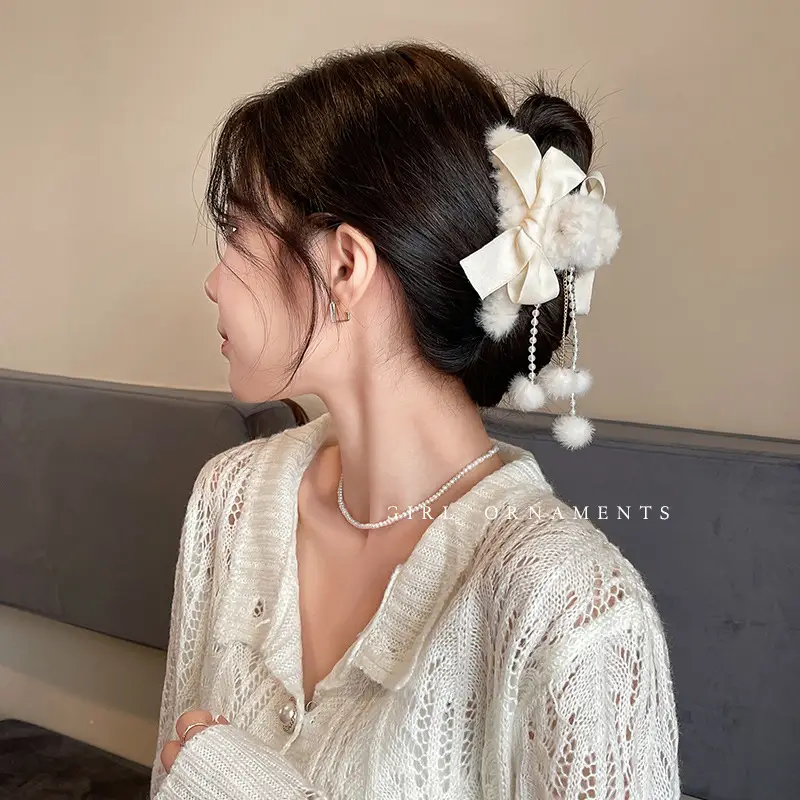 Black Plush Hairpin with "NEW" Embroidery for Girls - Image 30