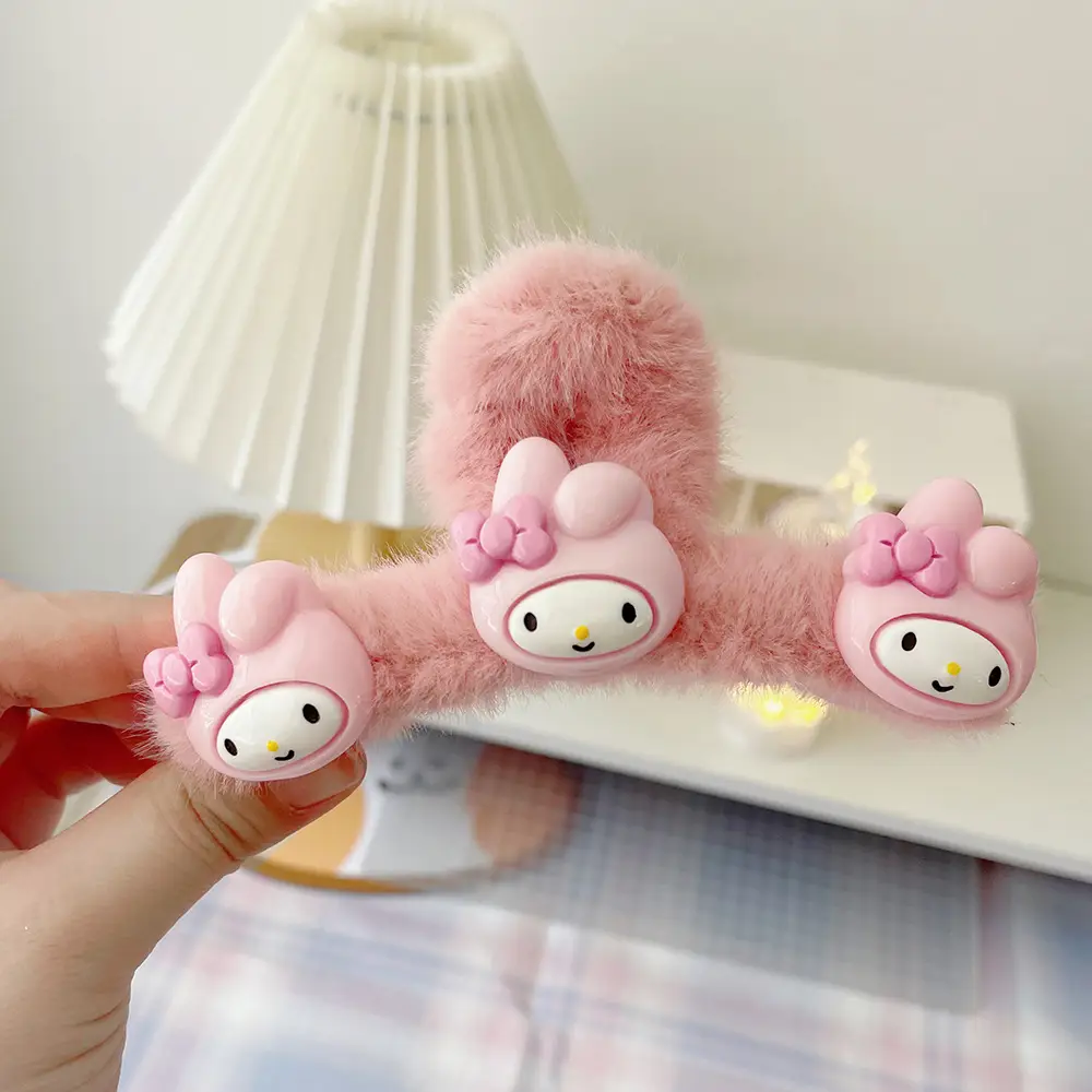 Black Plush Hairpin with "NEW" Embroidery for Girls - Image 33