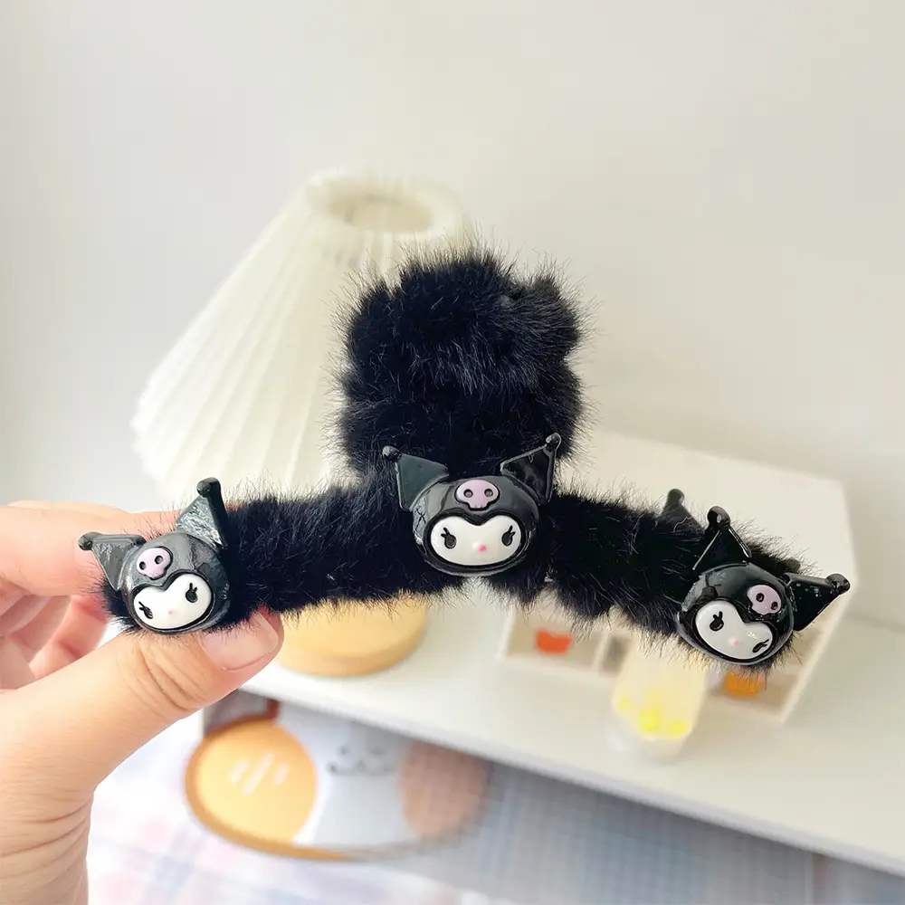Black Plush Hairpin with "NEW" Embroidery for Girls - Image 35