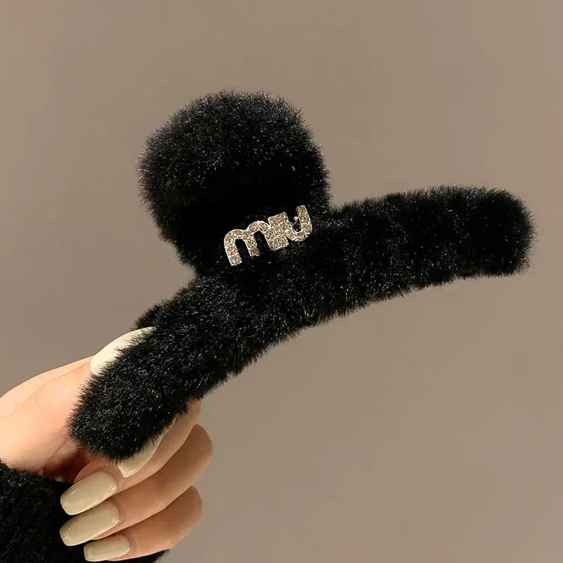 Black Plush Hairpin with "NEW" Embroidery for Girls - Image 37