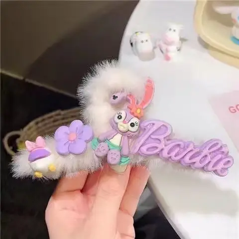 Black Plush Hairpin with "NEW" Embroidery for Girls - Image 48