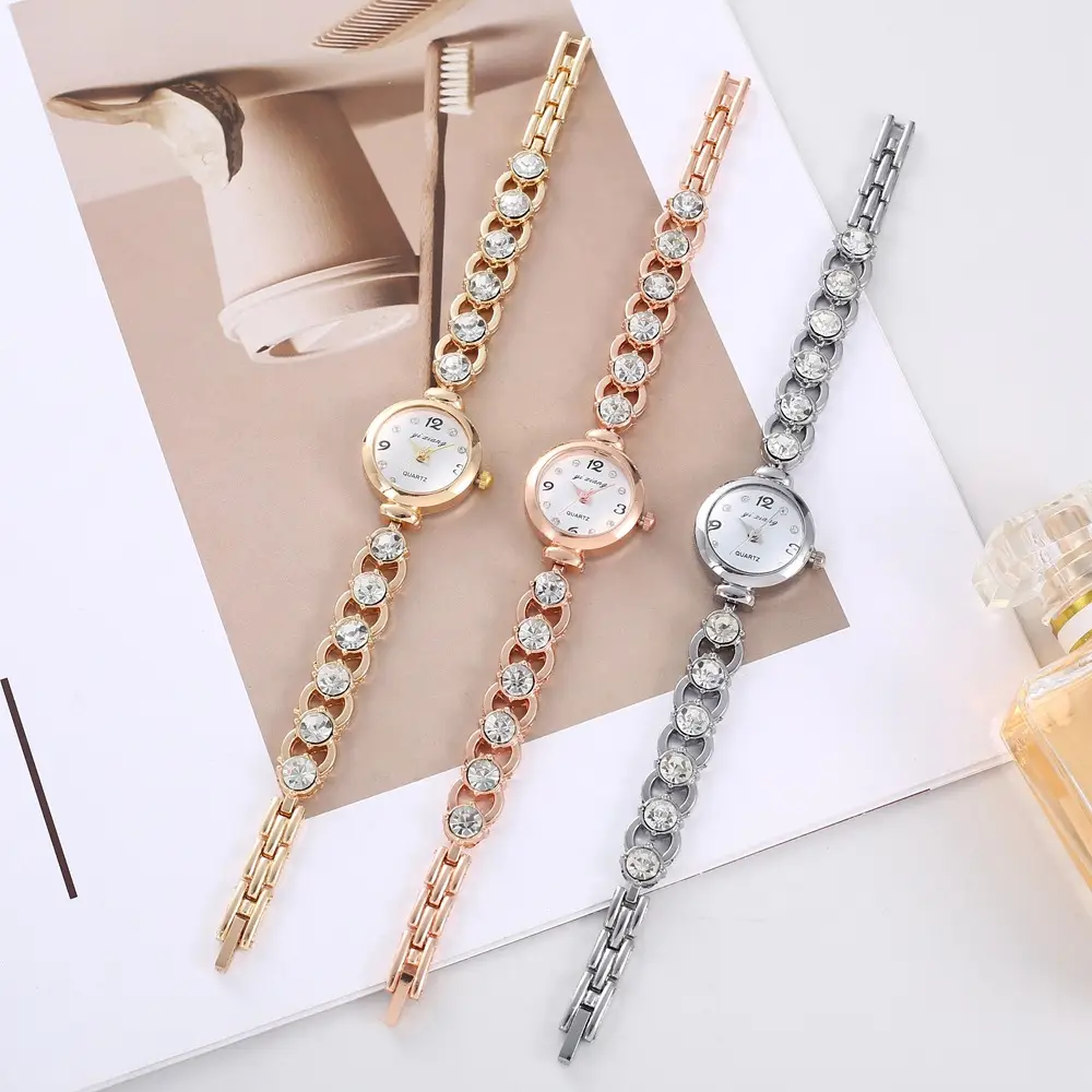 Women's Rhinestone Wristwatch with Rose Gold Bracelet