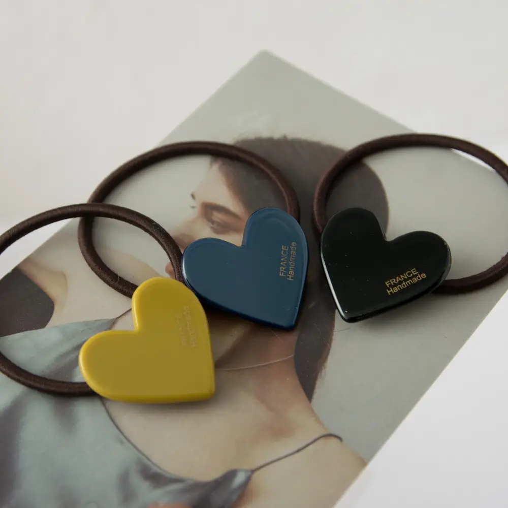 New Acetic Acid Love Heart Hair Ropes Gold Blue All-match - Image 4