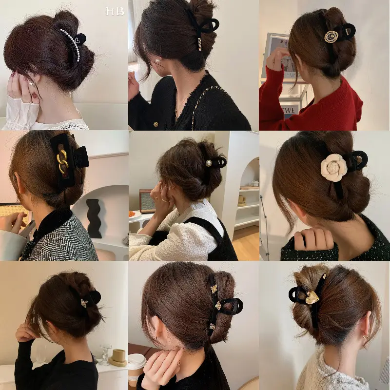 Black Velvet Shark Clip Hair Accessory for Women - Image 13