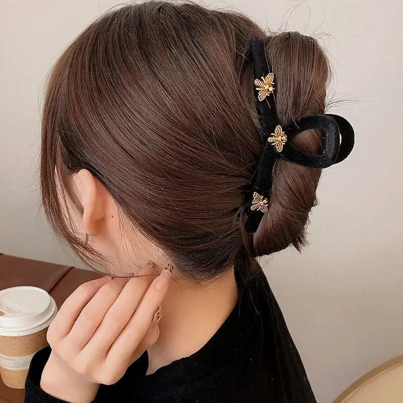 Black Velvet Shark Clip Hair Accessory for Women - Image 14