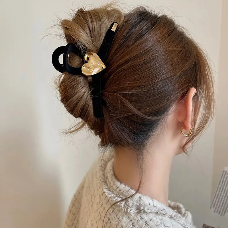 Black Velvet Shark Clip Hair Accessory for Women - Image 15