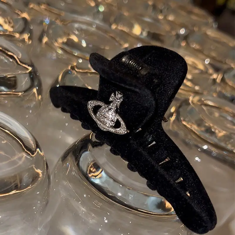Black Velvet Shark Clip Hair Accessory for Women - Image 10