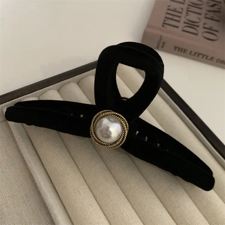 Black Velvet Shark Clip Hair Accessory for Women - Image 7