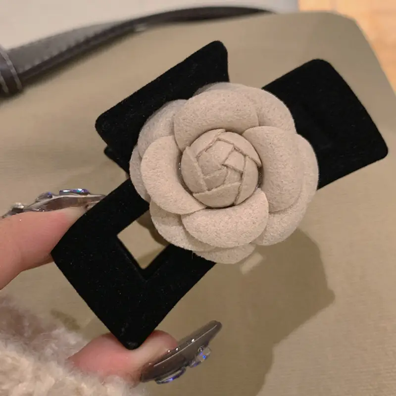 Black Velvet Shark Clip Hair Accessory for Women - Image 9