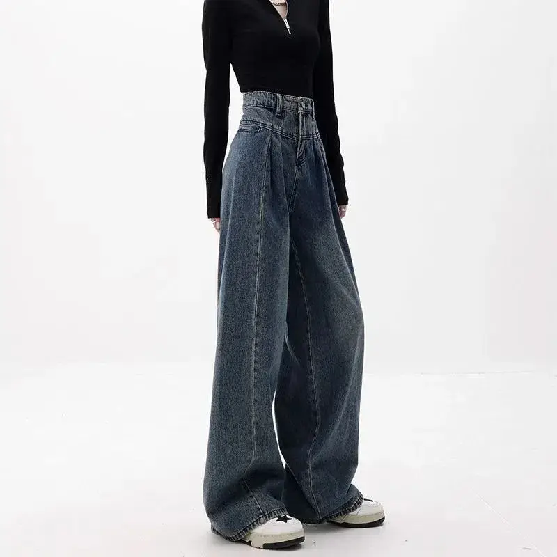 Large Vintage Washed Wide Leg Jeans Women - Image 2