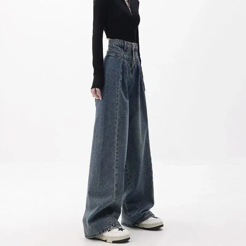 Large Vintage Washed Wide Leg Jeans Women - Image 3