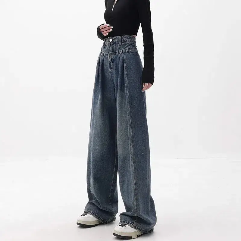 Large Vintage Washed Wide Leg Jeans Women - Image 4