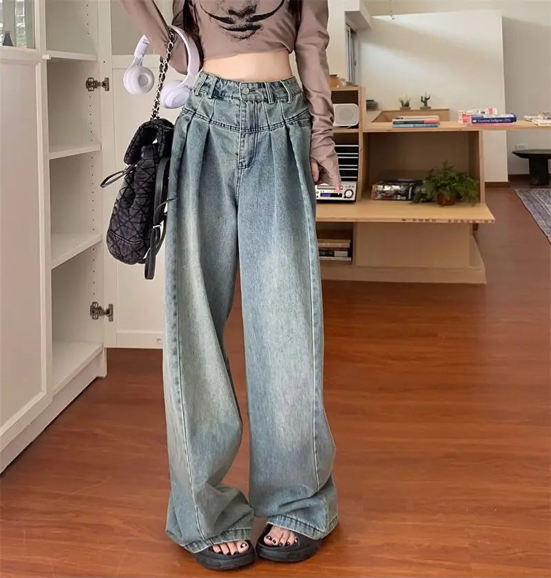 Large Vintage Washed Wide Leg Jeans Women — feature 10