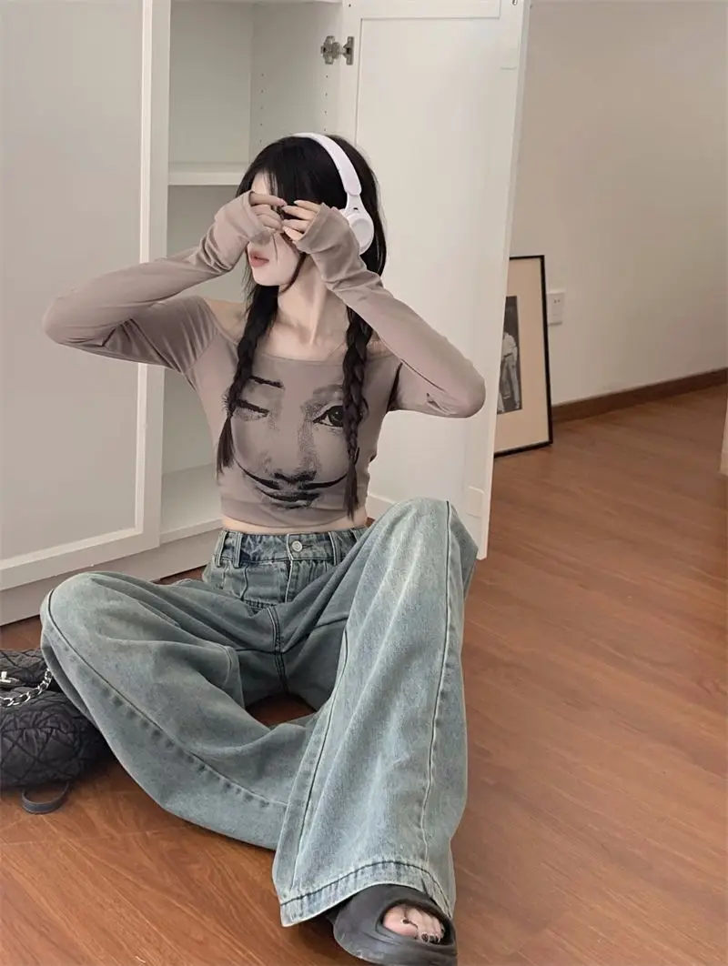 Large Vintage Washed Wide Leg Jeans Women — feature 11
