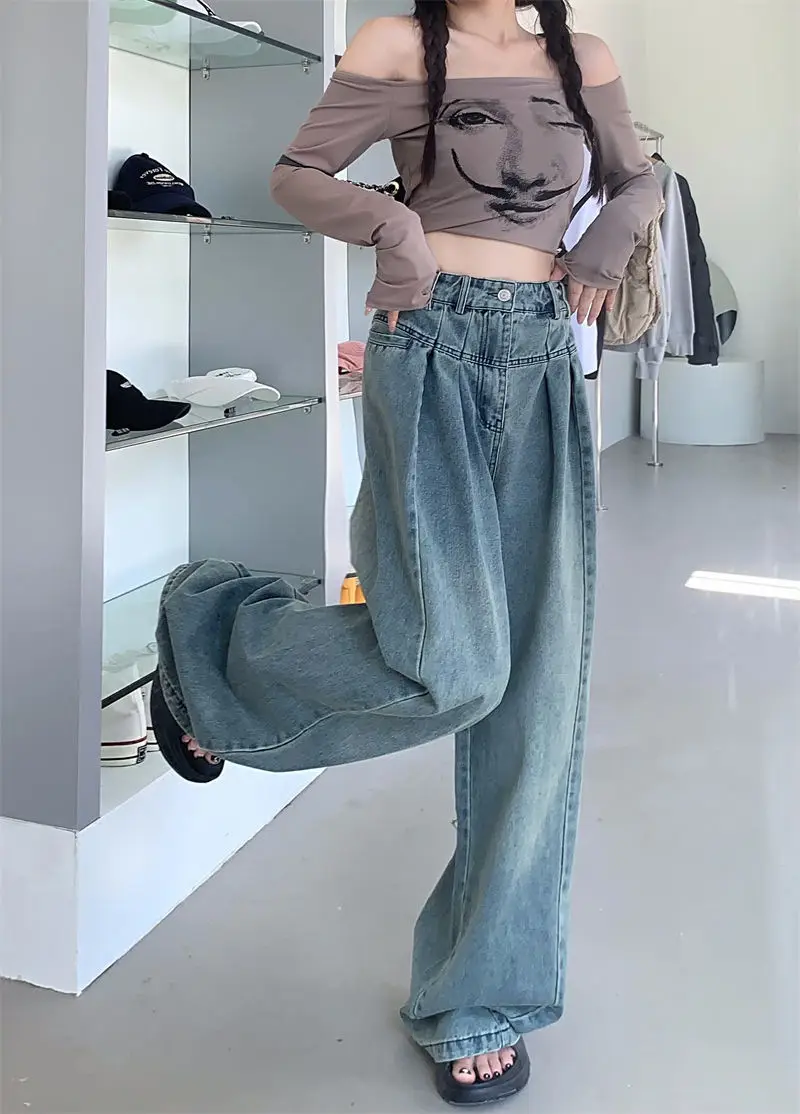 Large Vintage Washed Wide Leg Jeans Women — feature 16