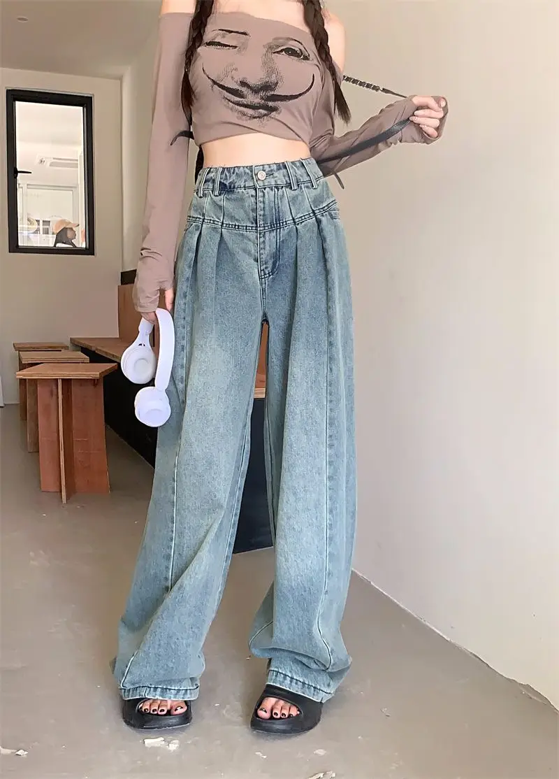 Large Vintage Washed Wide Leg Jeans Women — feature 18