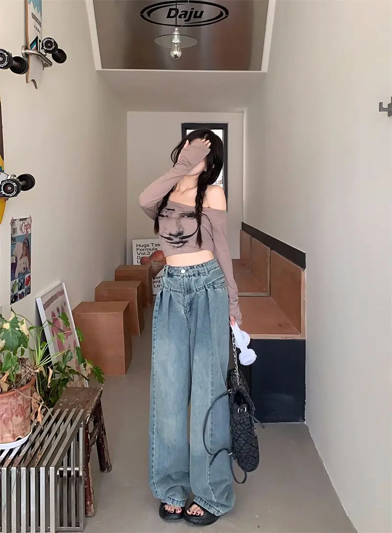 Large Vintage Washed Wide Leg Jeans Women — feature 19