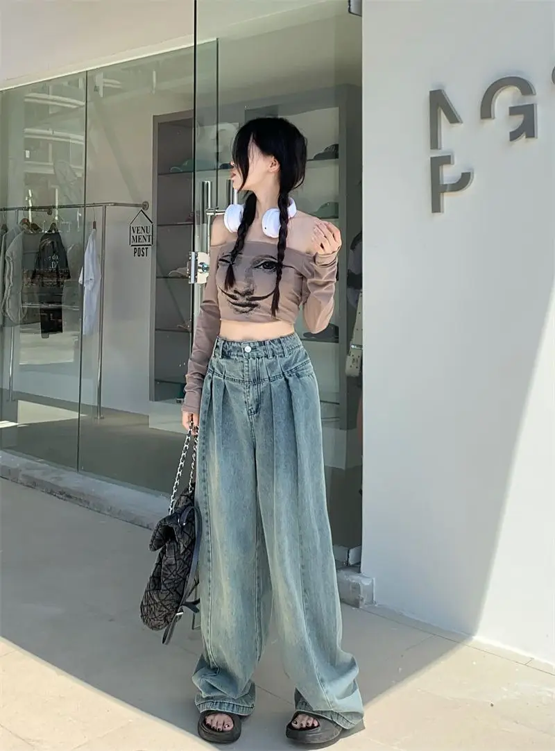 Large Vintage Washed Wide Leg Jeans Women — feature 20