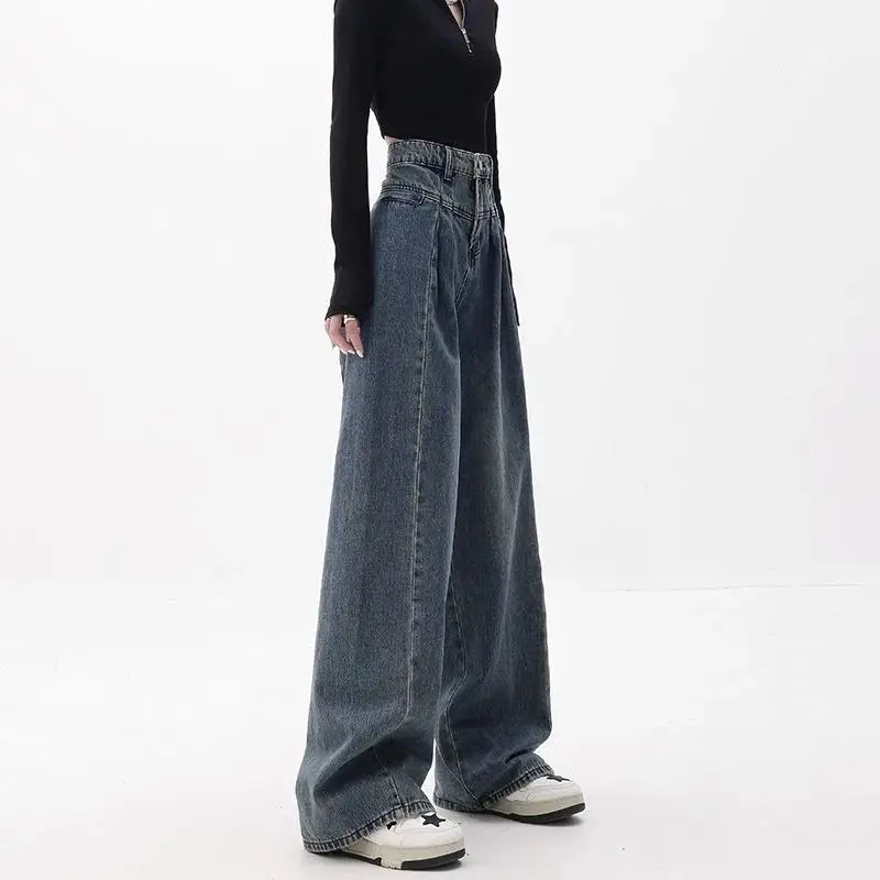 Large Vintage Washed Wide Leg Jeans Women — feature 4