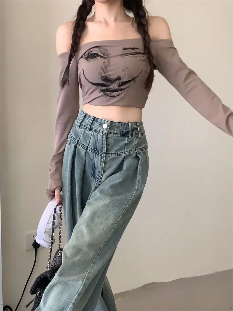 Large Vintage Washed Wide Leg Jeans Women — feature 7