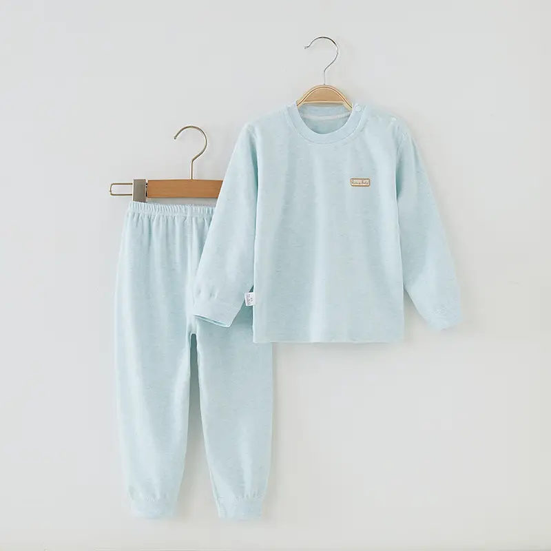 Children Pure Cotton Shvelvet Suit Light Blue Autumn Winter - Image 13