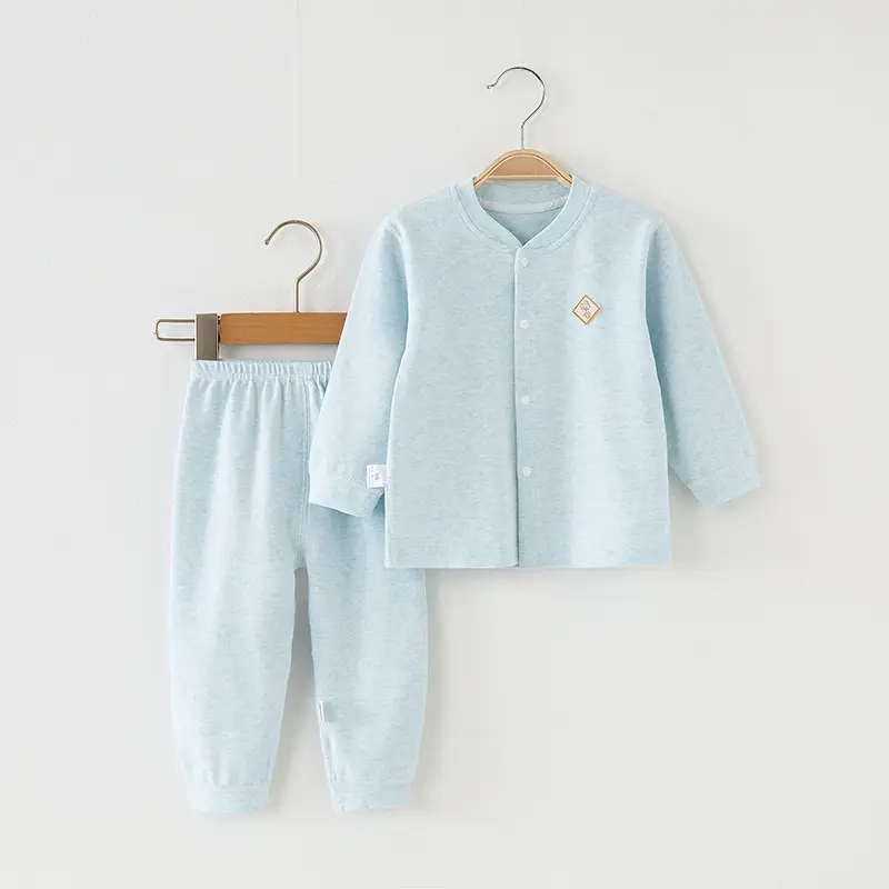 Children Pure Cotton Shvelvet Suit Light Blue Autumn Winter - Image 5