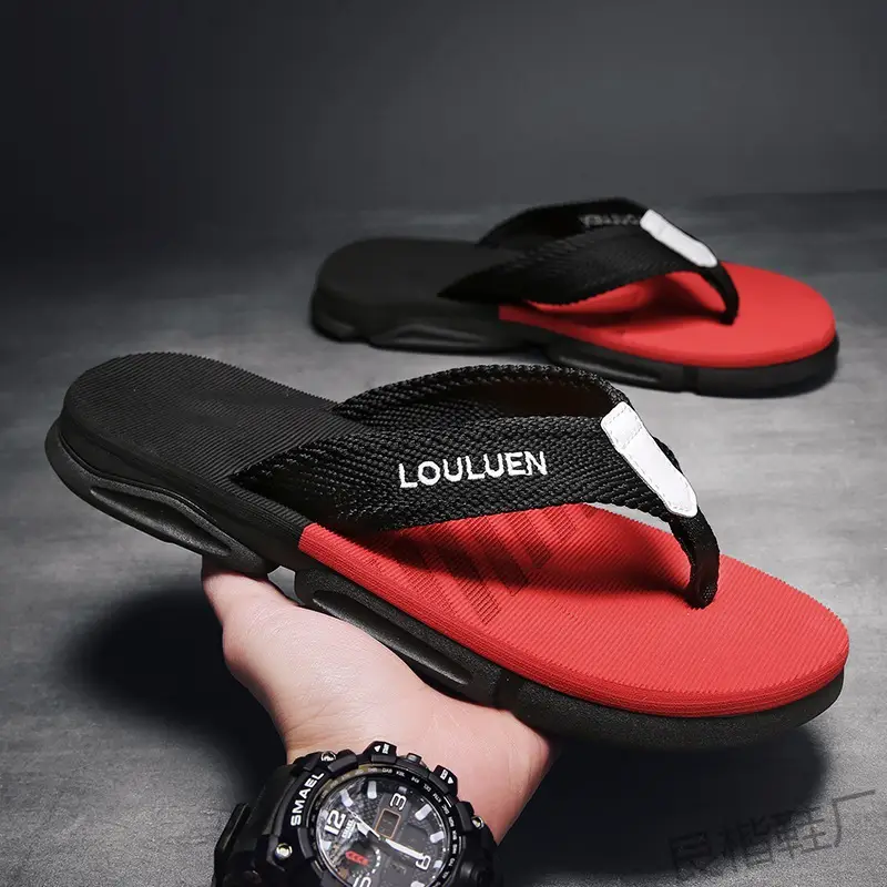 Men's Black Casual Sandals with Brand Logo