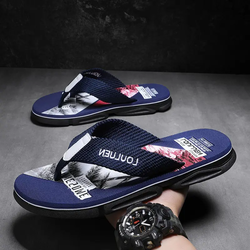 Men's Black Casual Sandals with Brand Logo